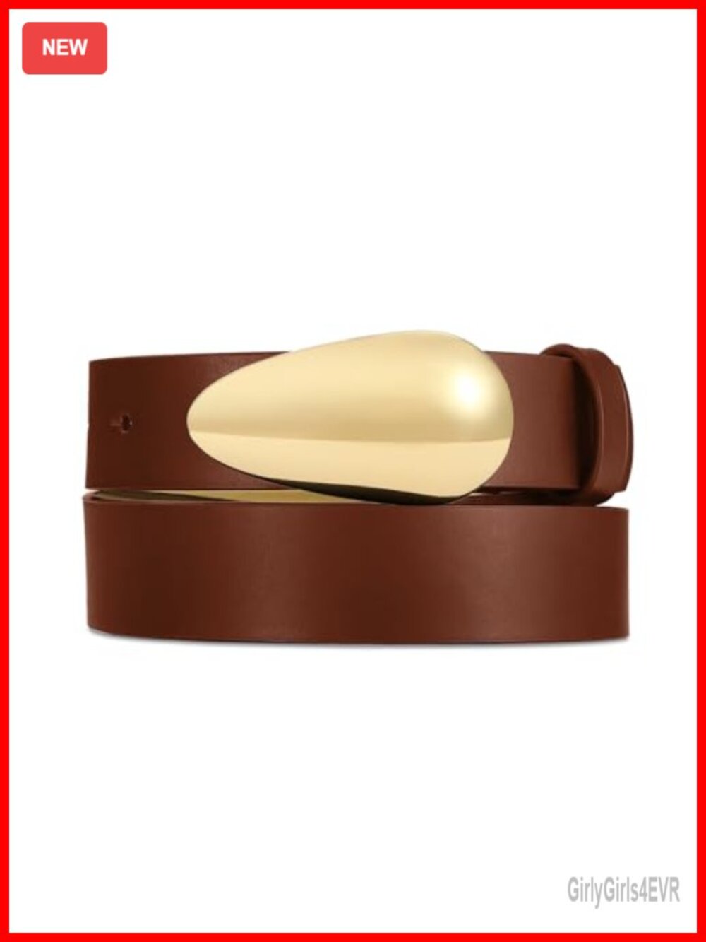 Synthetic Leather Waist Belt for Women with Gold Buckle - Jeans & Dress